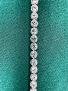 Yuvarlak halo taşlı klasik tenis bileklik - 925 ayar gümüş, beyaz rodaj kaplama